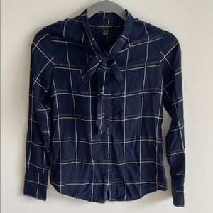 Banana Republic Blue Button Down Blouse with Tie Front